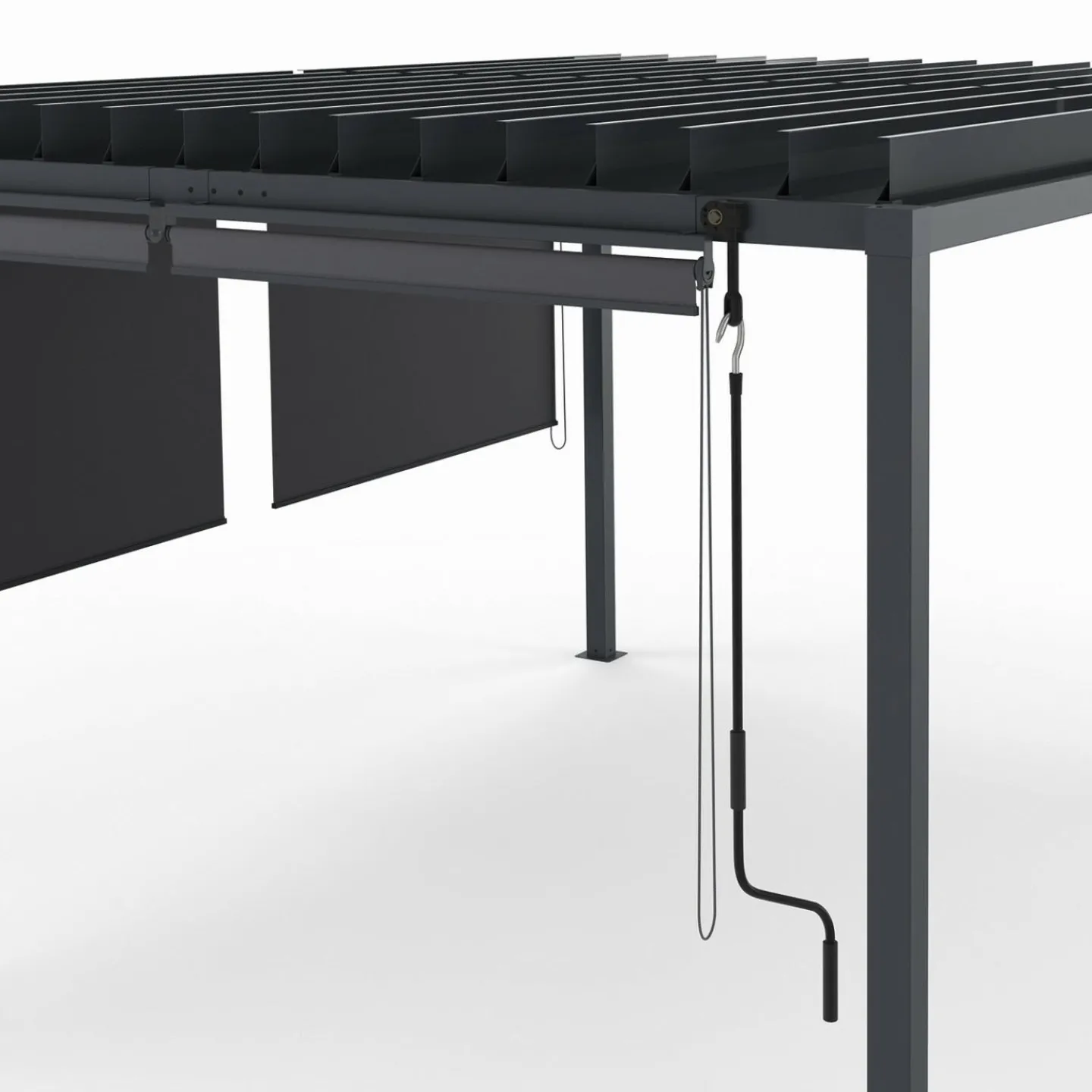 Pergola bioclimatique 3x4M lames orientables et stores gris anthracite*IDMarket Best