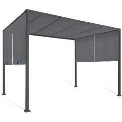 Pergola coulissante gris anthracite 2 pans 3x3 M*IDMarket Sale