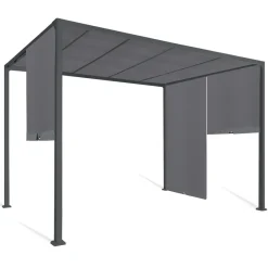 Pergola coulissante gris anthracite 2 pans 3x3 M*IDMarket Sale