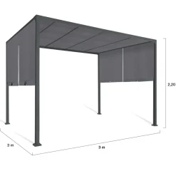 Pergola coulissante gris anthracite 2 pans 3x3 M*IDMarket Sale