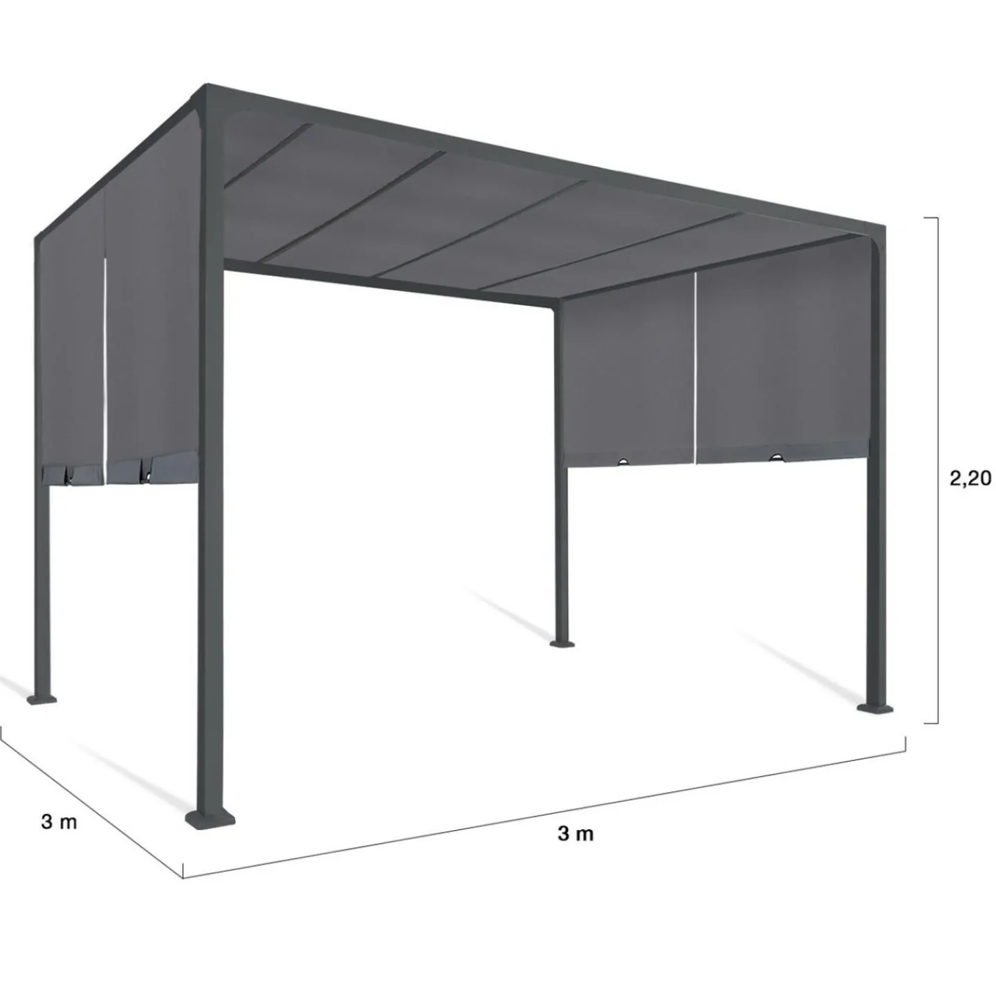 Pergola coulissante gris anthracite 2 pans 3x3 M*IDMarket Sale
