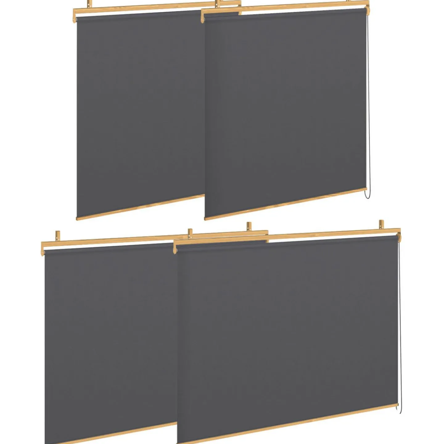 Pergola effet bois 3x4 M toit rétractable et 4 stores gris anthracite*IDMarket