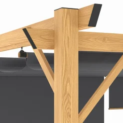 Pergola effet bois 3x4 M toit rétractable et 4 stores gris anthracite*IDMarket