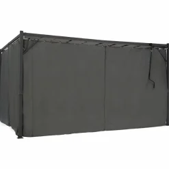 Pergola lames orientables avec 4 rideaux gris 3x4 M*IDMarket Discount