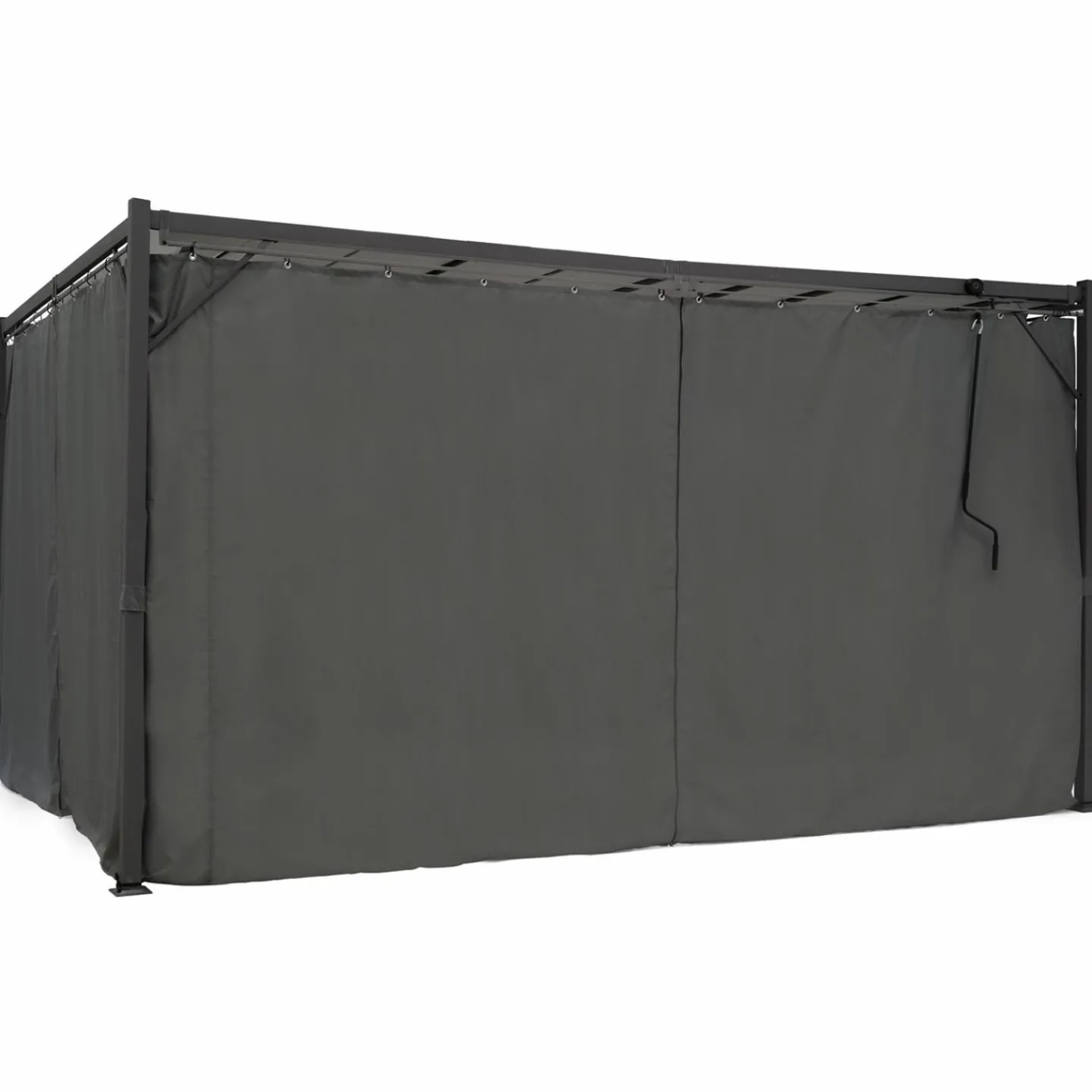Pergola lames orientables avec 4 rideaux gris 3x4 M*IDMarket Discount