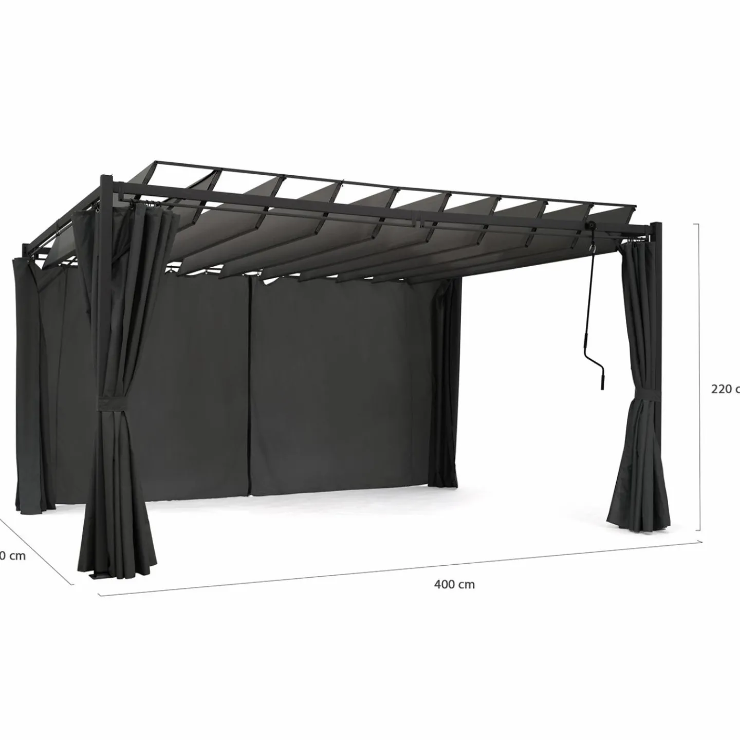 Pergola lames orientables avec 4 rideaux gris 3x4 M*IDMarket Discount