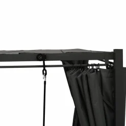 Pergola lames orientables avec 4 rideaux gris 3x4 M*IDMarket Discount