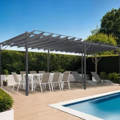 Pergola lames orientables gris anthracite 3x6m*IDMarket Online