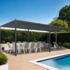Pergola lames orientables gris anthracite 3x6m*IDMarket Online