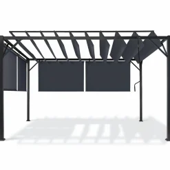 Pergola lames orientables et stores gris anthracite*IDMarket Hot