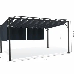 Pergola lames orientables et stores gris anthracite*IDMarket Hot