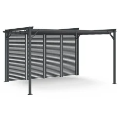 Pergola persienne 3x4M gris anthracite avec toit rétractable et 4 pans modulables*IDMarket New
