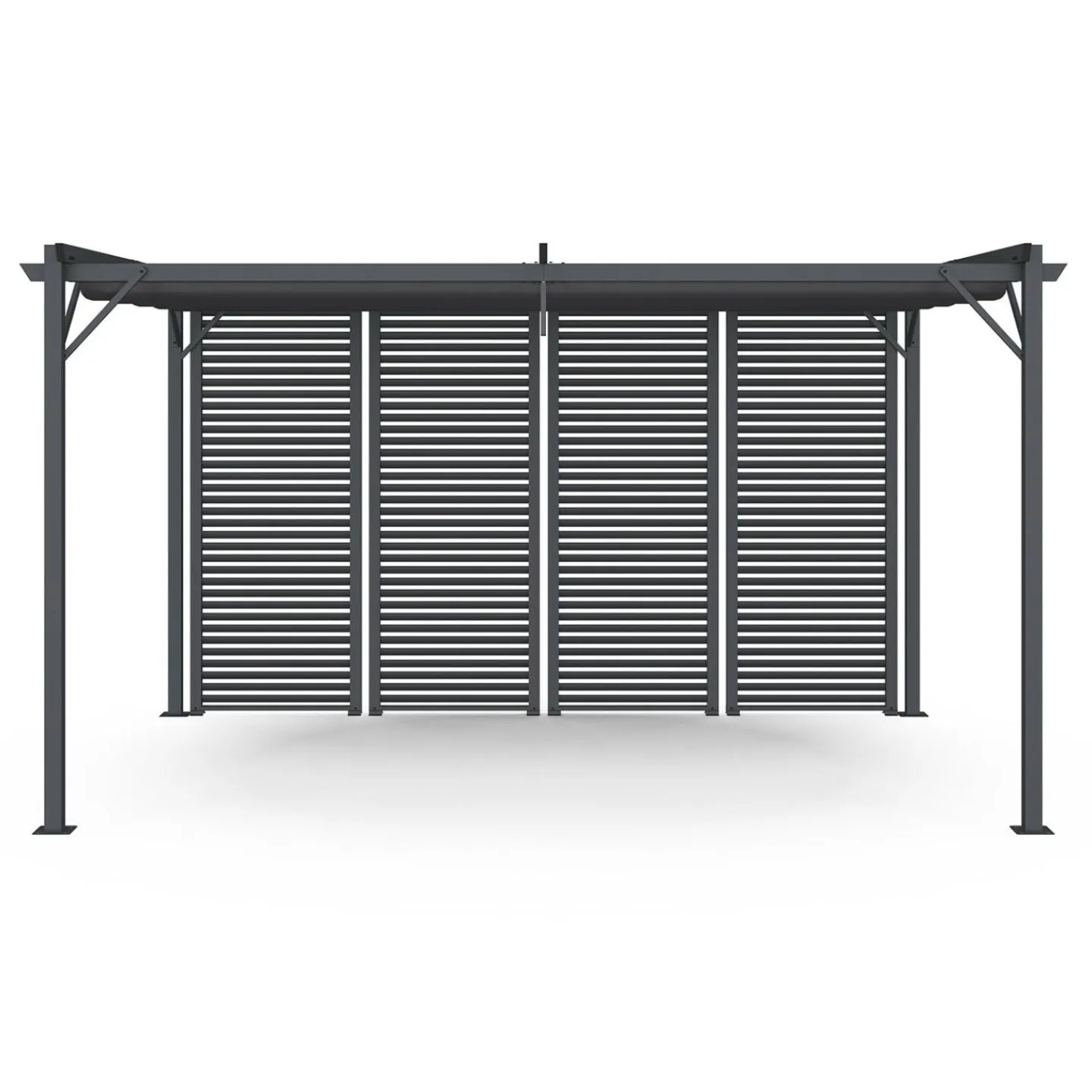 Pergola persienne 3x4M gris anthracite avec toit rétractable et 4 pans modulables*IDMarket New