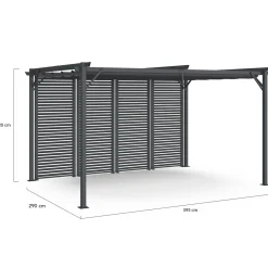 Pergola persienne 3x4M gris anthracite avec toit rétractable et 4 pans modulables*IDMarket New