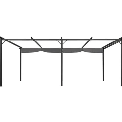 Pergola rétractable gris 6 pieds en acier 3x6 m et toile polyester*IDMarket Discount