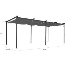 Pergola rétractable gris 6 pieds en acier 3x6 m et toile polyester*IDMarket Discount