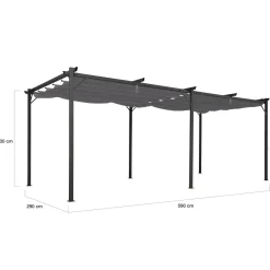 Pergola rétractable gris 6 pieds en acier 3x6 m et toile polyester*IDMarket Discount
