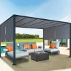 Pergola toile coulissante en métal gris*IDMarket Outlet