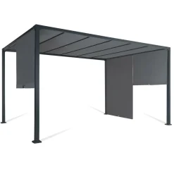 Pergola toile coulissante en métal gris*IDMarket Outlet