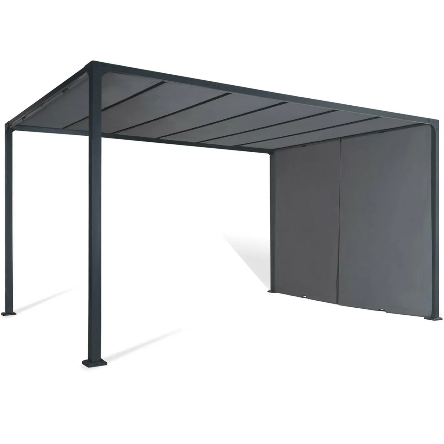 Pergola toile coulissante en métal gris*IDMarket Outlet