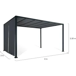 Pergola toile coulissante en métal gris*IDMarket Outlet