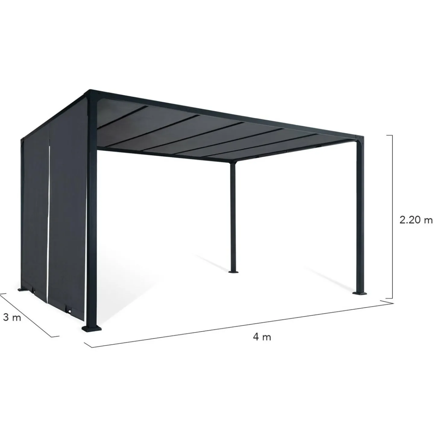 Pergola toile coulissante en métal gris*IDMarket Outlet