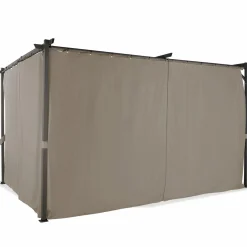 Pergola toit rétractable avec rideaux coloris taupe*IDMarket Sale