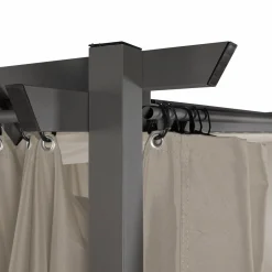 Pergola toit rétractable avec rideaux coloris taupe*IDMarket Sale