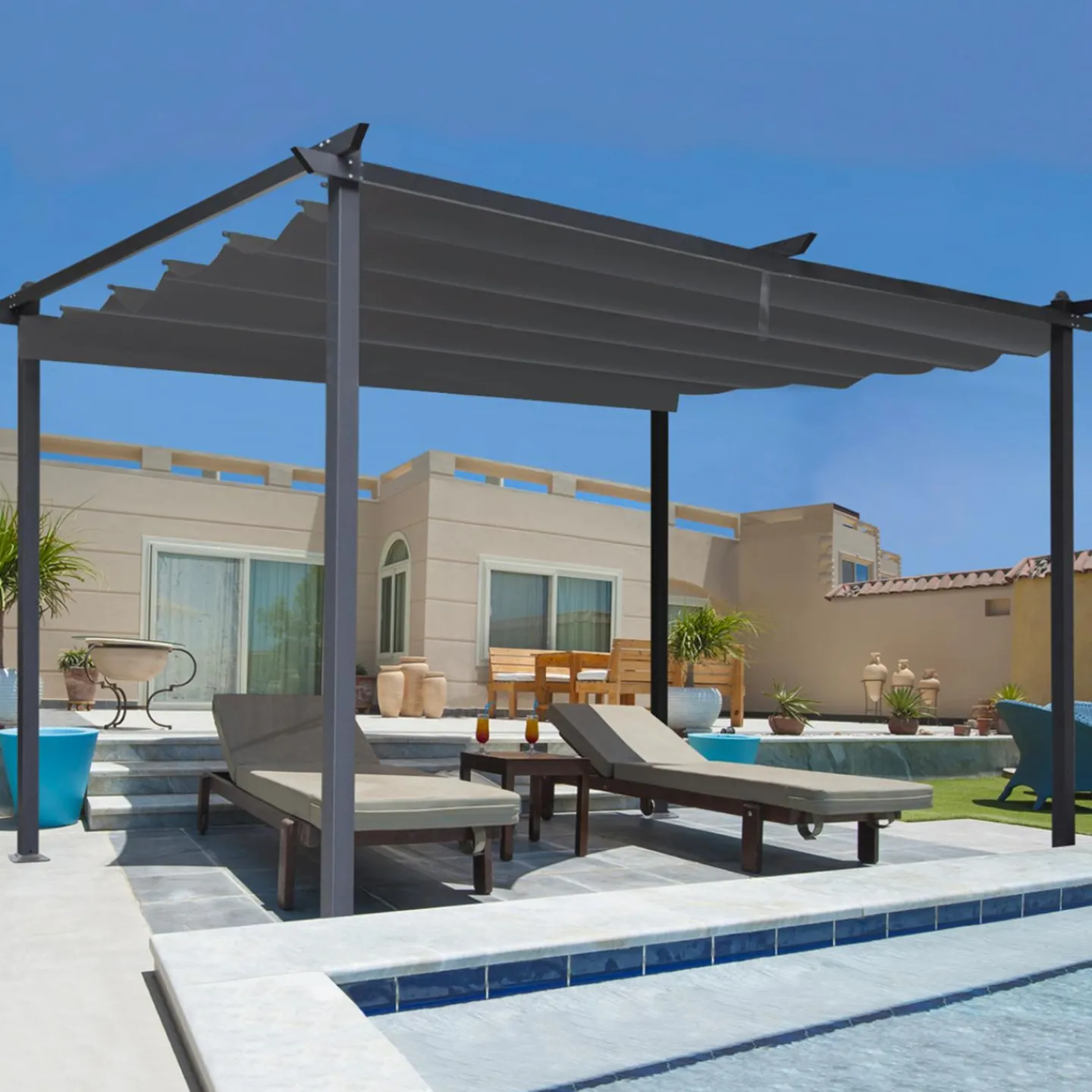 Pergola toit rétractable gris 3x4 M*IDMarket Discount