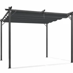 Pergola toit rétractable gris et stores enrouleurs*IDMarket New