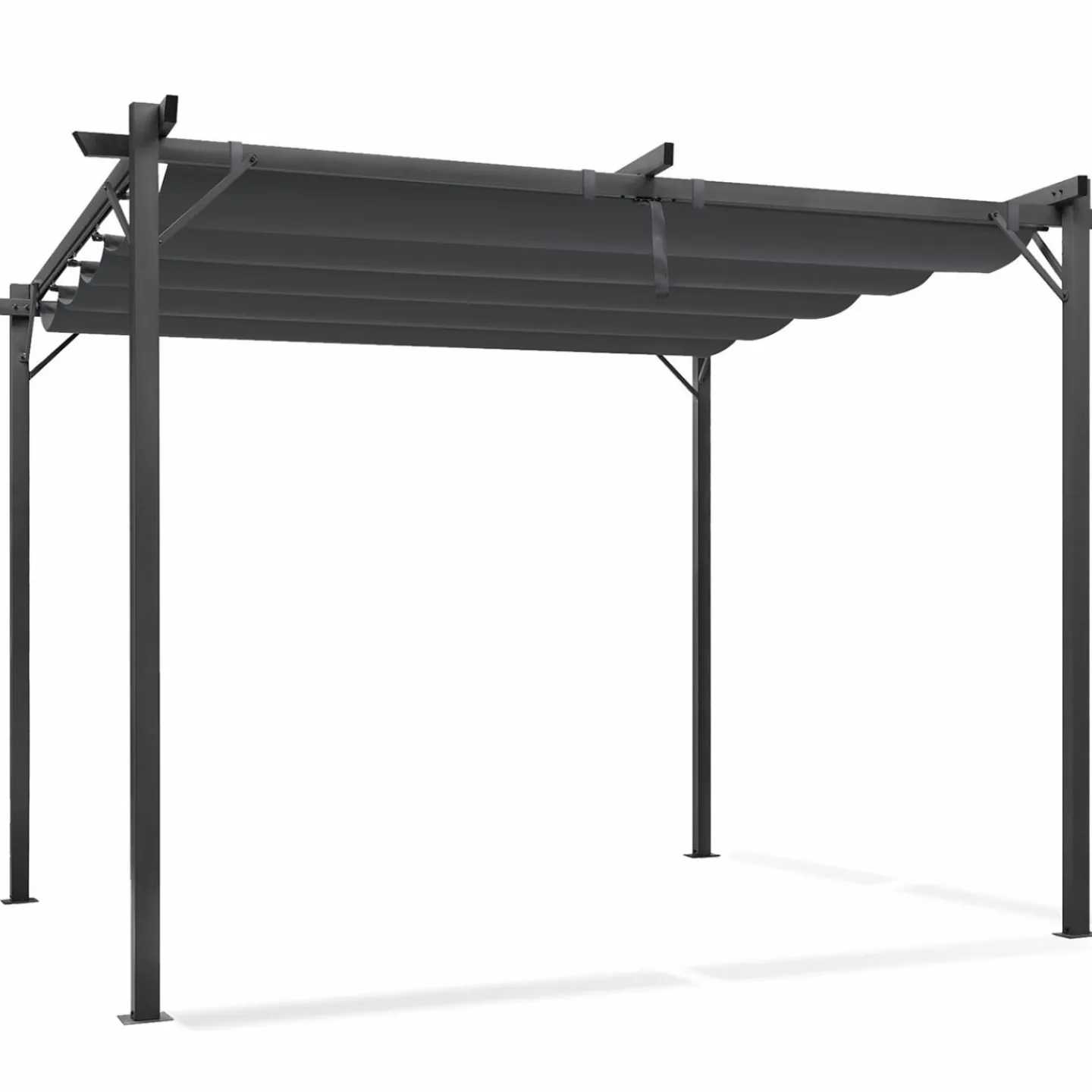 Pergola toit rétractable gris et stores enrouleurs*IDMarket New
