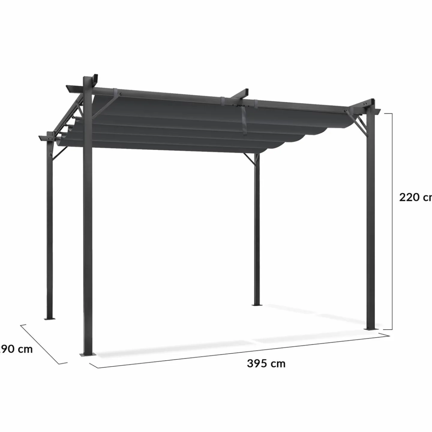 Pergola toit rétractable gris et stores enrouleurs*IDMarket New