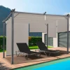 Pergola toit rétractable taupe et stores enrouleurs*IDMarket Online