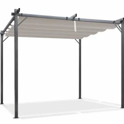 Pergola toit rétractable taupe et stores enrouleurs*IDMarket Online