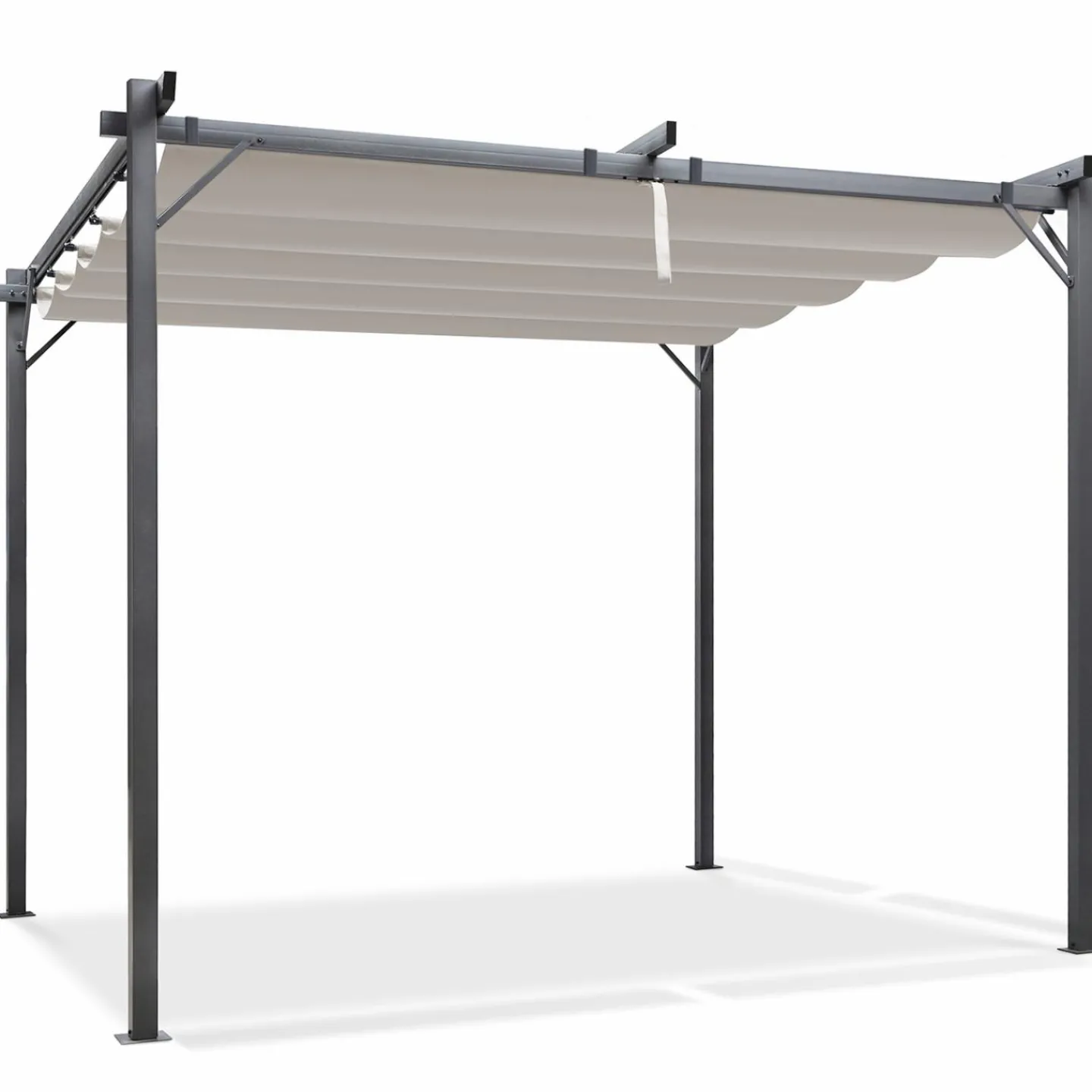Pergola toit rétractable taupe et stores enrouleurs*IDMarket Online
