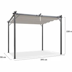 Pergola toit rétractable taupe et stores enrouleurs*IDMarket Online