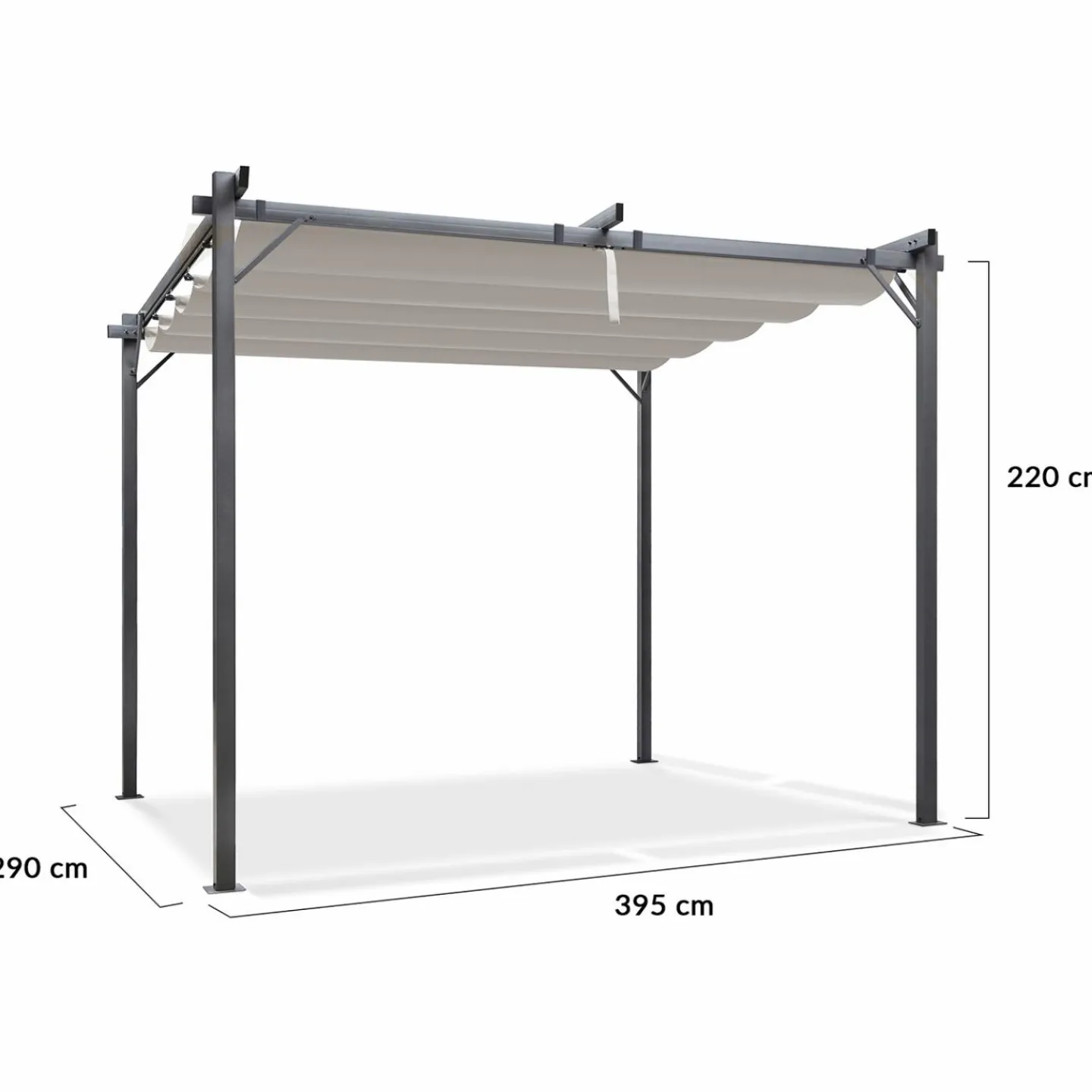 Pergola toit rétractable taupe et stores enrouleurs*IDMarket Online