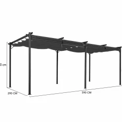 Pergola toit rétractable 3x6m gris anthracite et stores enrouleurs*IDMarket Best