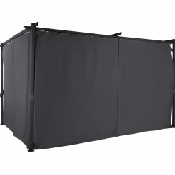 Pergola toit rétractable 3x4m gris avec 4 rideaux*IDMarket Sale