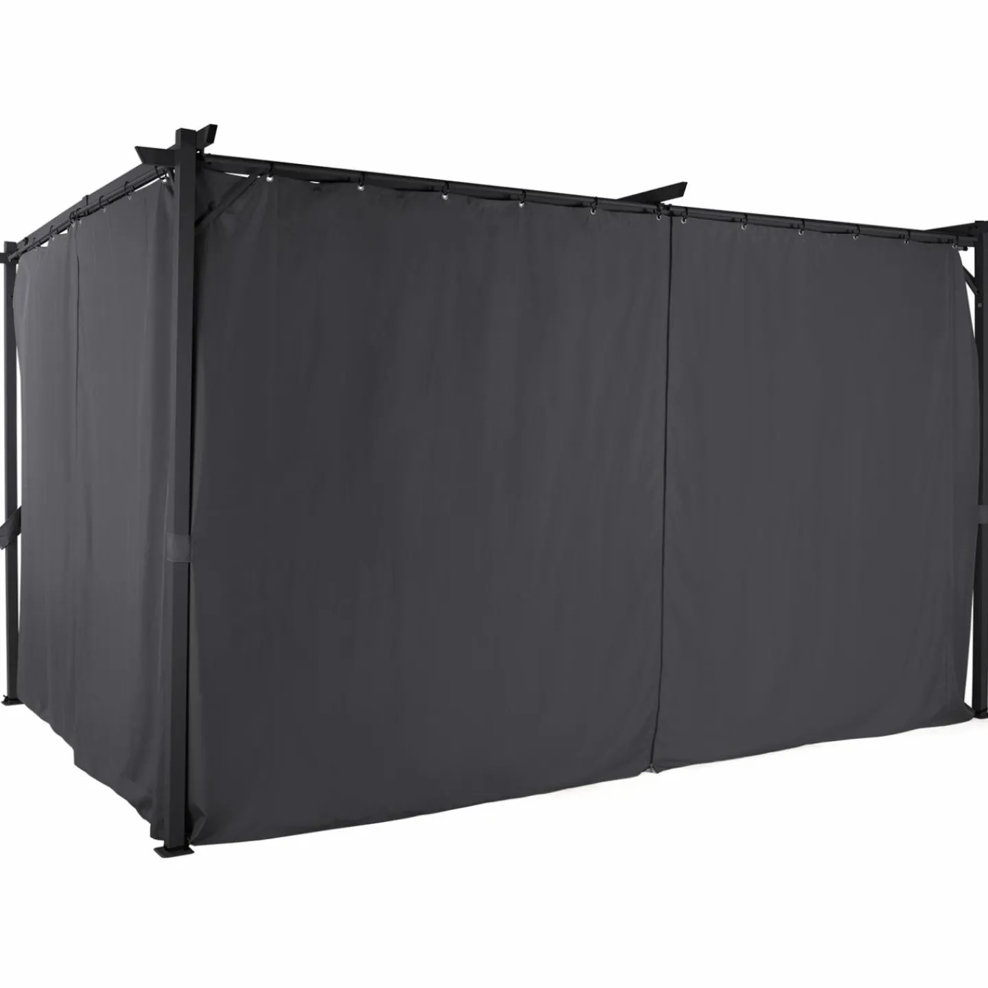 Pergola toit rétractable 3x4m gris avec 4 rideaux*IDMarket Sale