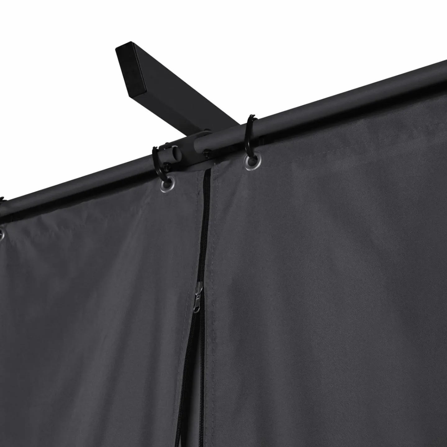 Pergola toit rétractable 3x4m gris avec 4 rideaux*IDMarket Sale