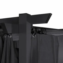 Pergola toit rétractable 3x4m gris avec 4 rideaux*IDMarket Sale