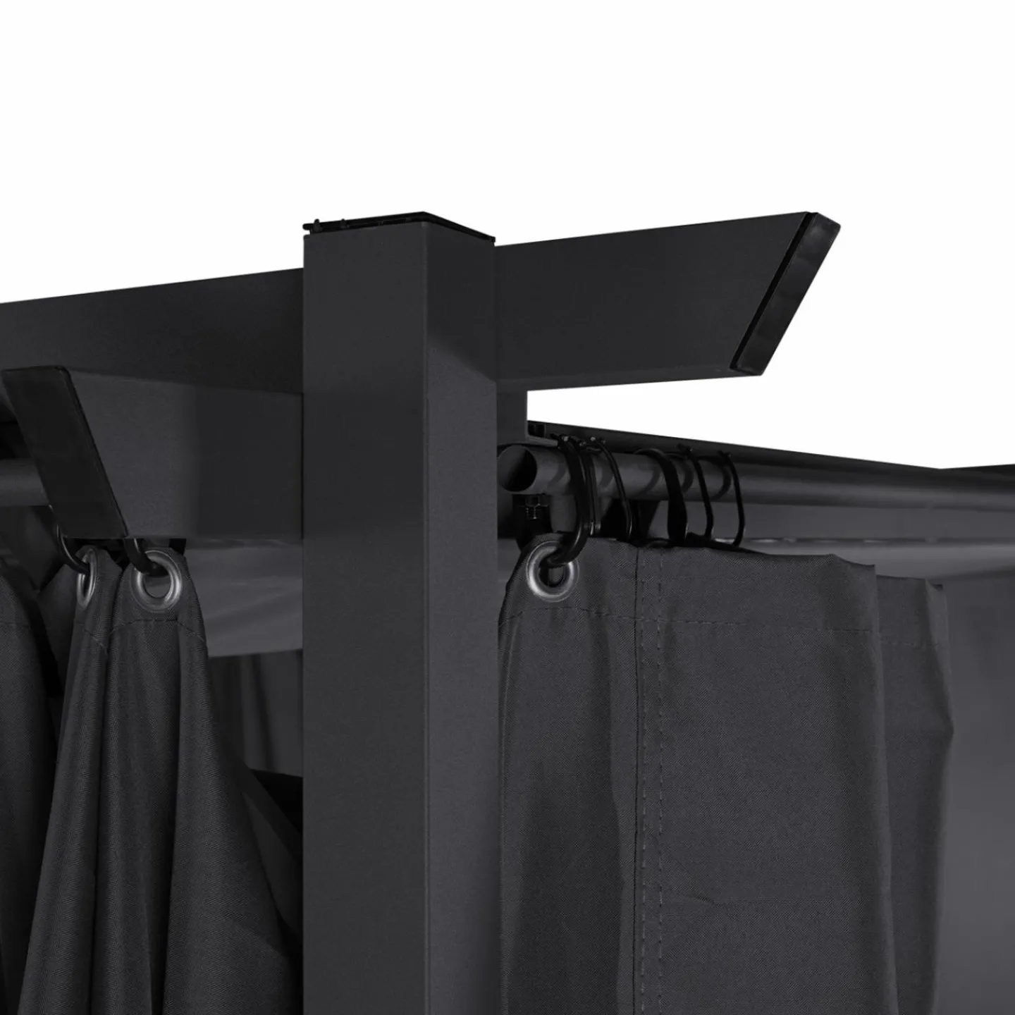 Pergola toit rétractable 3x4m gris avec 4 rideaux*IDMarket Sale