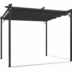 Pergola 3x3 m toit rétractable gris anthracite et stores enrouleurs*IDMarket Best