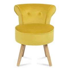 Petit fauteuil crapaud jaune en velours*IDMarket Hot