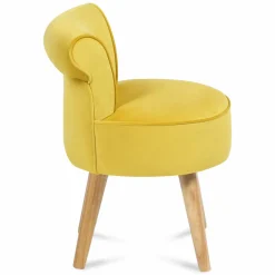 Petit fauteuil crapaud jaune en velours*IDMarket Hot