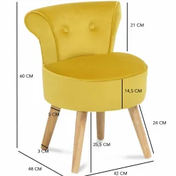 Petit fauteuil crapaud jaune en velours*IDMarket Hot