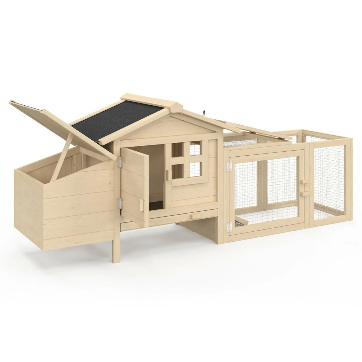 Petit poulailler en bois pour 2 poules avec enclos et pondoir sur pilotis*IDMarket Clearance