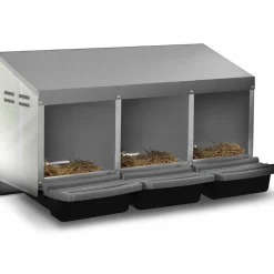 Pondoir pour poules 3 emplacements en métal nichoir avec fond*IDMarket