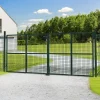 Portail battant grillagé en acier vert 3M15 x 1M50 avec serrure et poignée*IDMarket Clearance